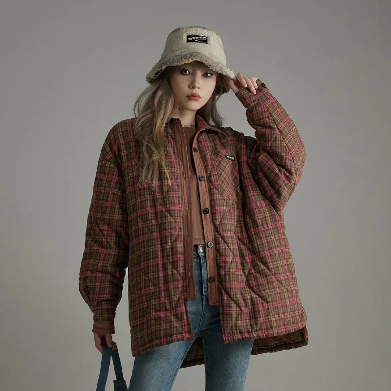 Comfortable Chic Check Loose Quilted Jacket
