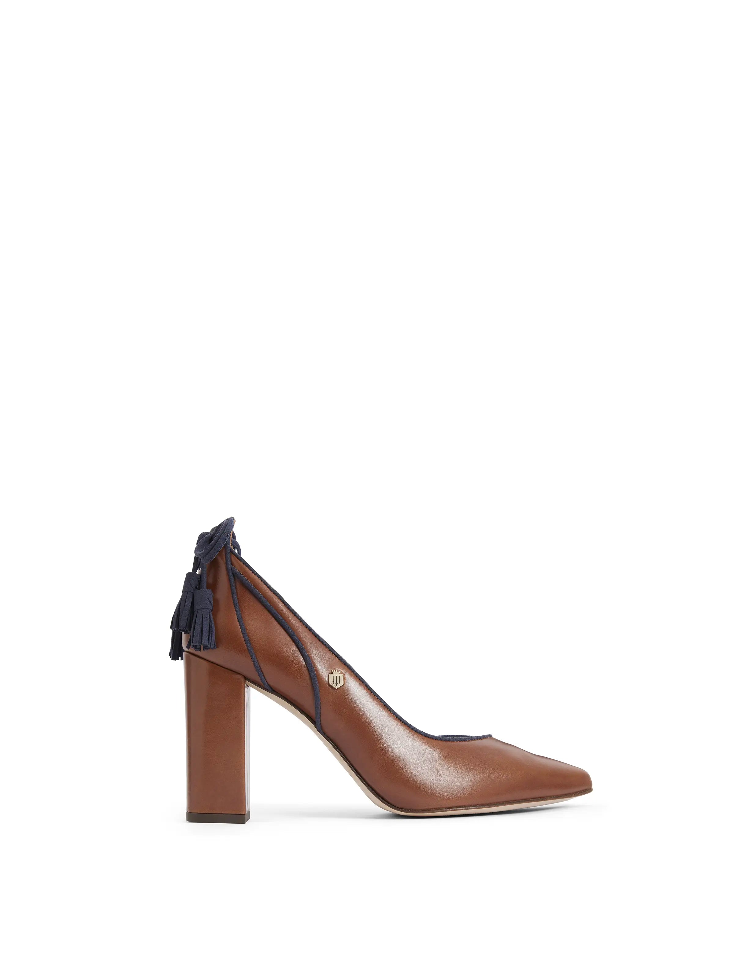 French Style Newbury Heel - Dark Tan Leather