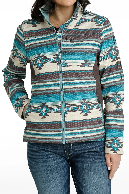 Elegant Design Cinch Women's Turquoise/Grey Aztec Stripe Bonded Conceal Carry Jacket