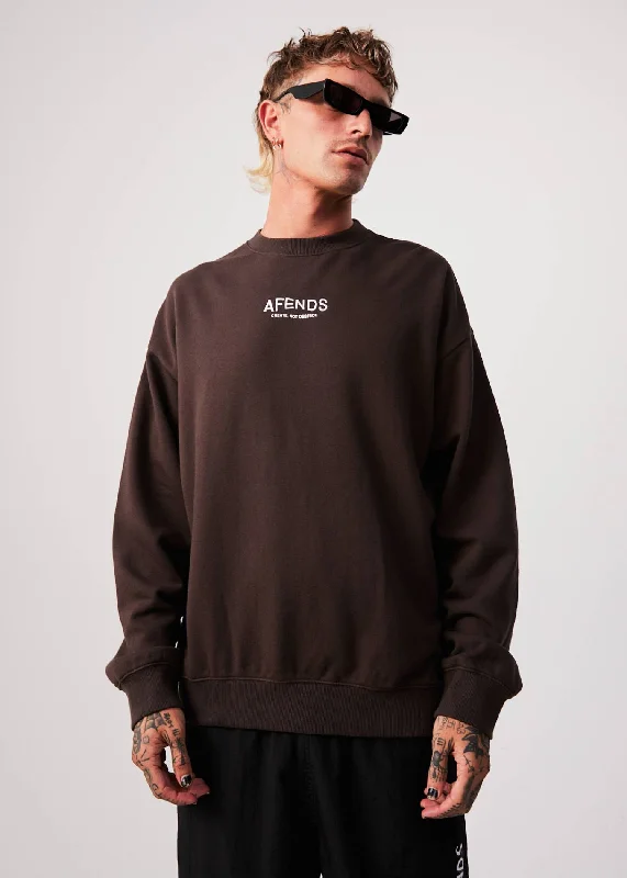 Soft Textures AFENDS Mens Spaced - Crew Neck Jumper - Coffee