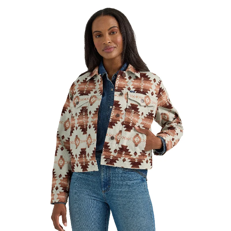 Street Cool Wrangler Cream and Rust Aztec Crop Jacket