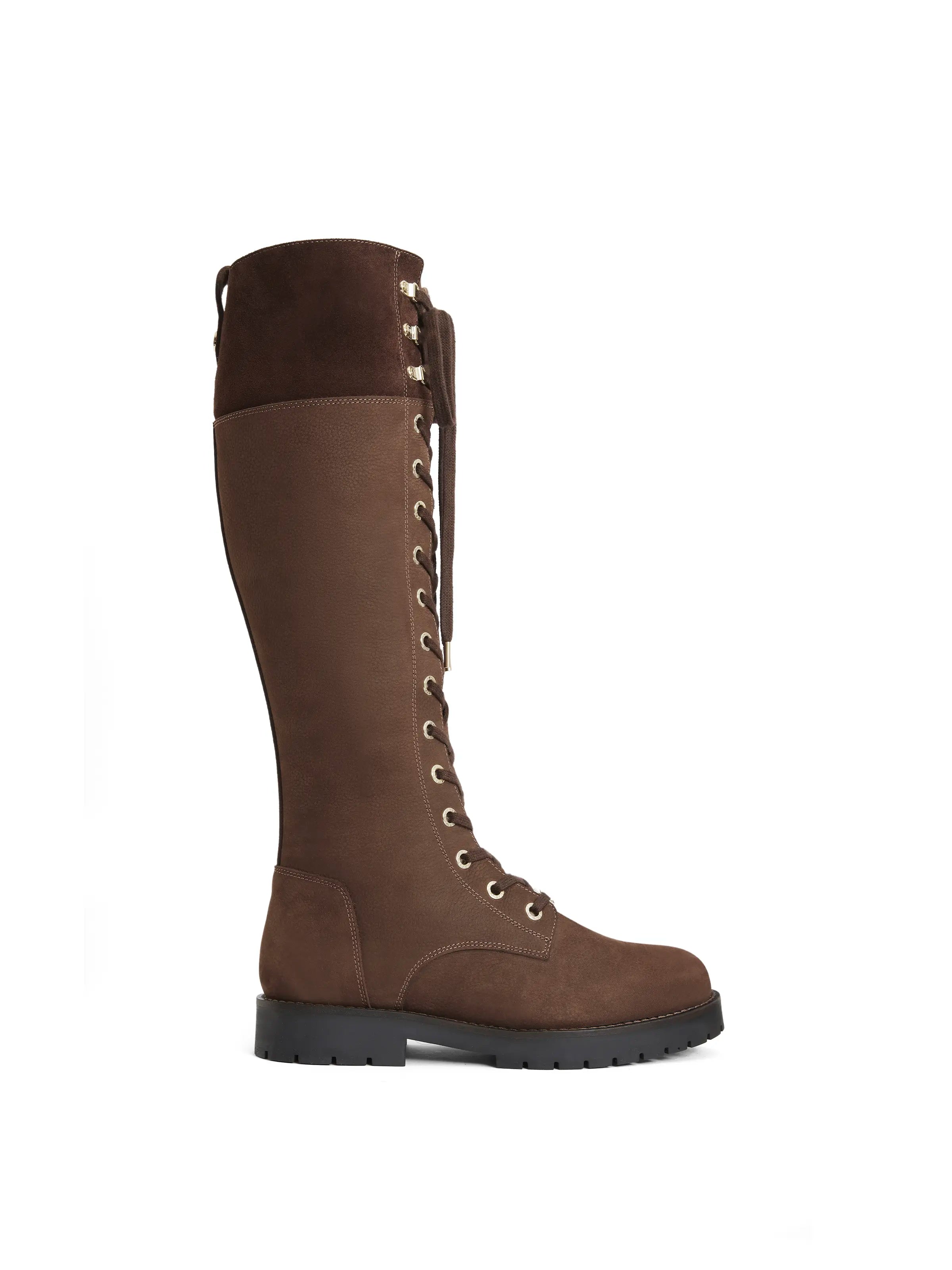 Exclusive Customization Knee High Shearling Lined Anglesey - Chocolate Nubuck