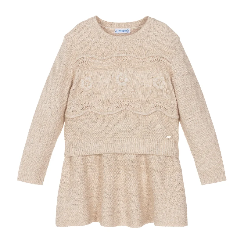 Fashion Concept Beige Floral Knit Outfit