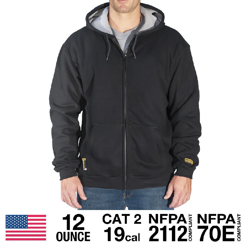 Fashion Elements Black Flame Resistant Zip-Up Hooded Sweatshirt