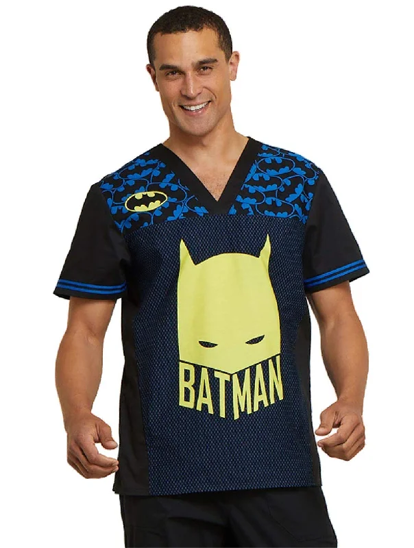 Must-have For Fashion Tooniforms Men Scrubs Top V-Neck TF703, XS, Caped Crusader
