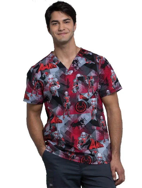 Trendy Traveler Cherokee Tooniforms Men's V-Neck Ant Man Print Scrub Top X-Small Print Trendy Traveler Cherokee Tooniforms Men's V-Neck Ant Man Print Scrub Top X-Small Print