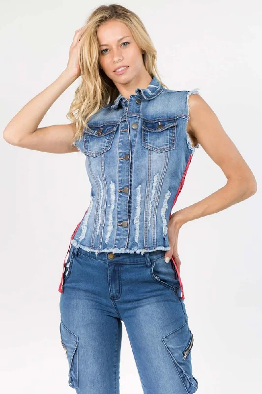 Warm Chic Strapped Jean Vest