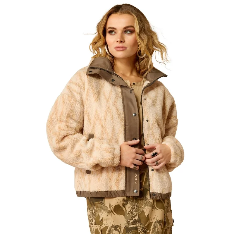 Printed Patterns Ariat Women's Sherpa Blocked Jacket, Tonal Sand Print
