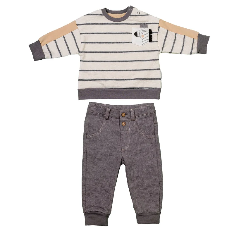 All-Day Wear Beige Striped Pocket Outfit