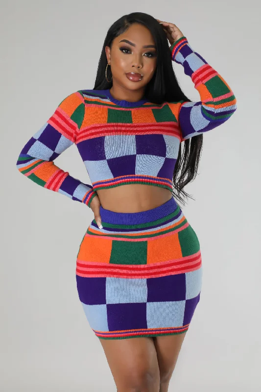 Relaxed Dresses Knitted Down Skirt Set