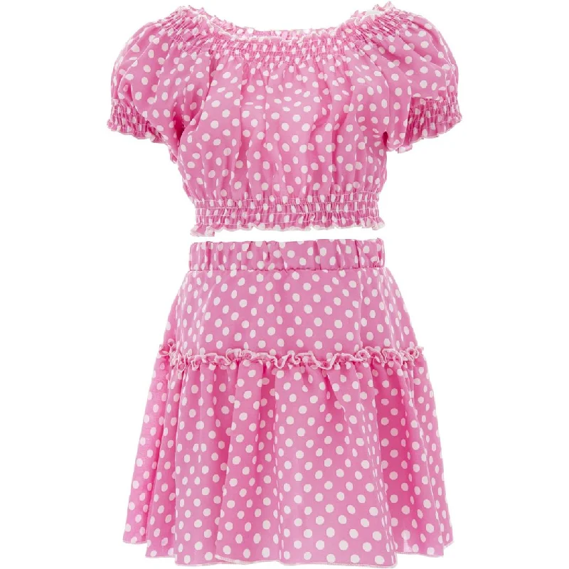Warm And Comfortable Pink St. Tropez Polka Dot Ruffle Outfit