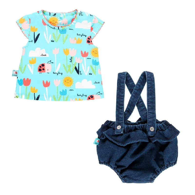 Comfort Fit Blue Bloomer Overall Outfit