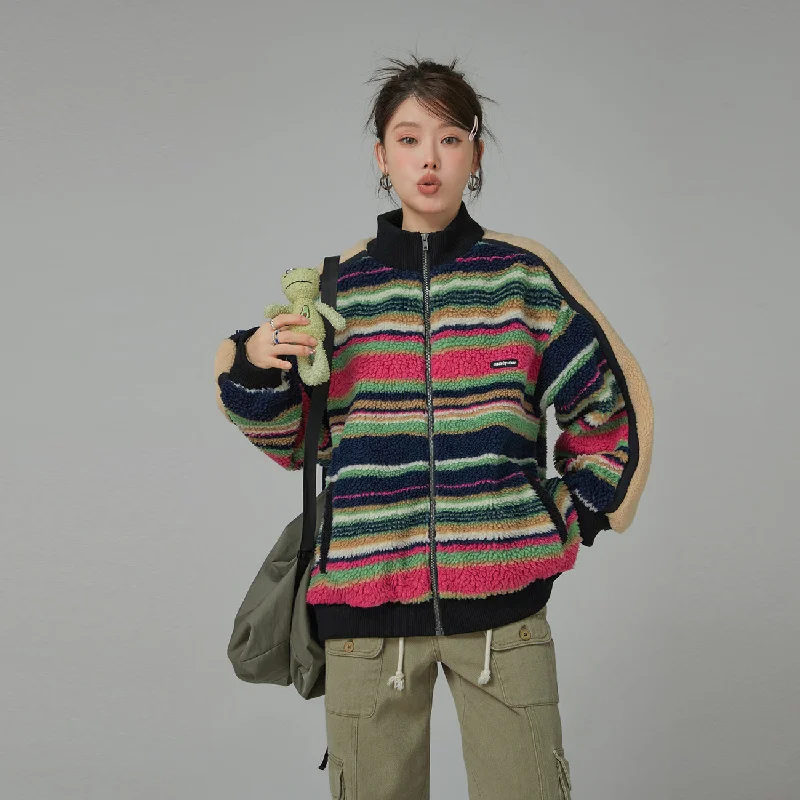 Relaxed Fit Wear I See The Light Striped Fleece Overfit Jacket