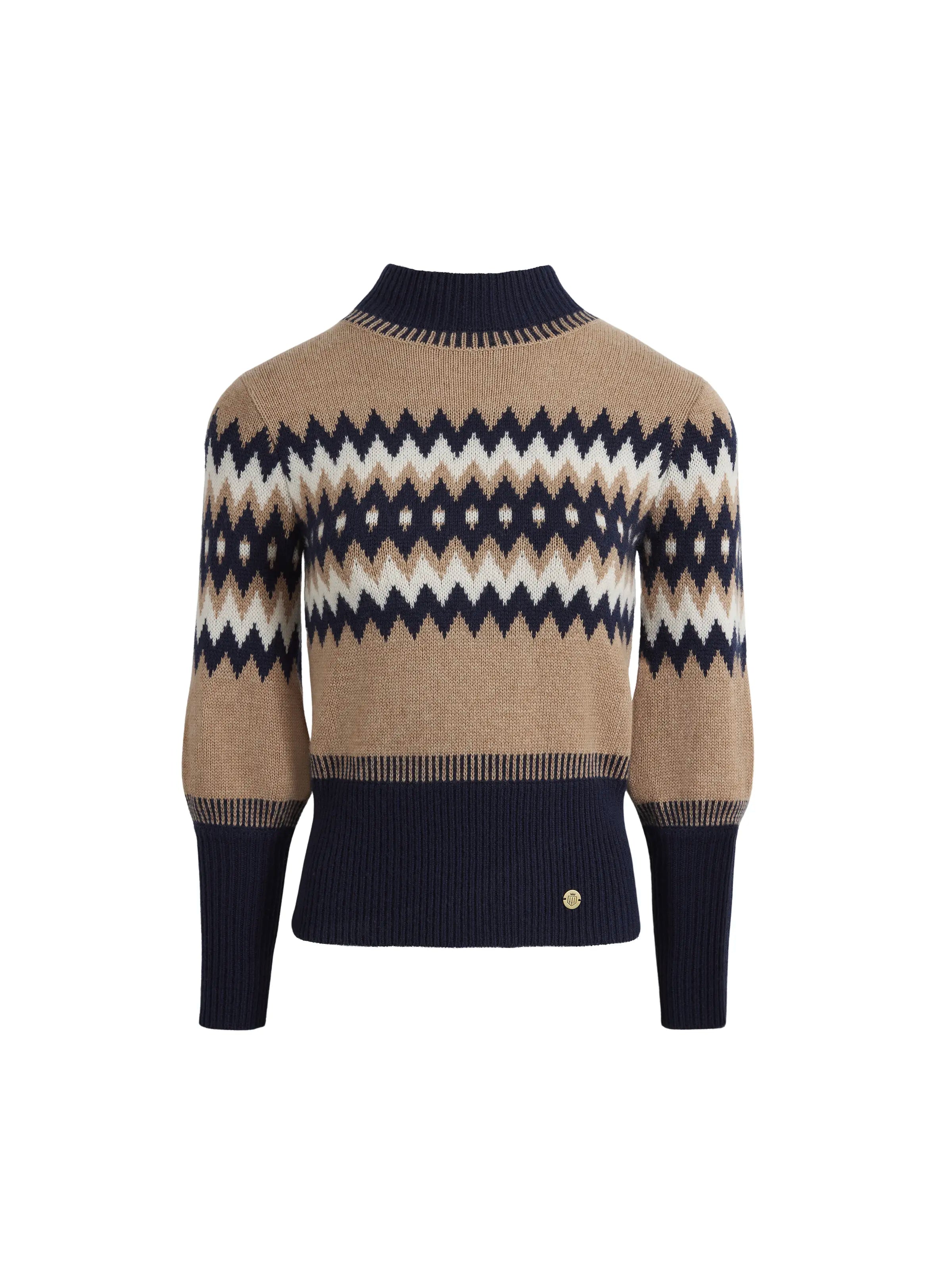 Elegant And Elegant Maggie Fairisle Jumper - Biscuit