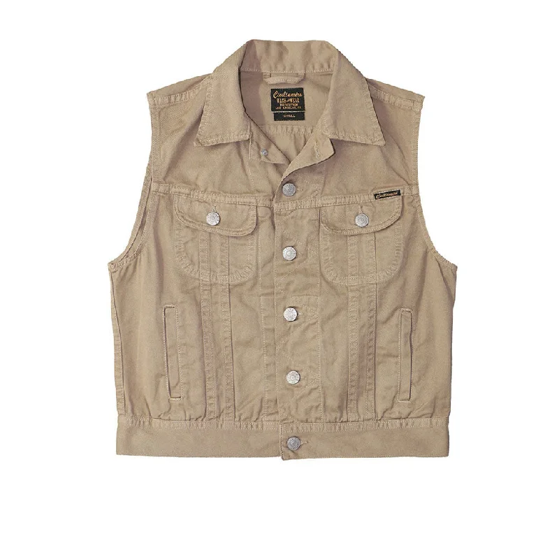 Simple Style 5 Pocket Twill Rider Vest - Fawn