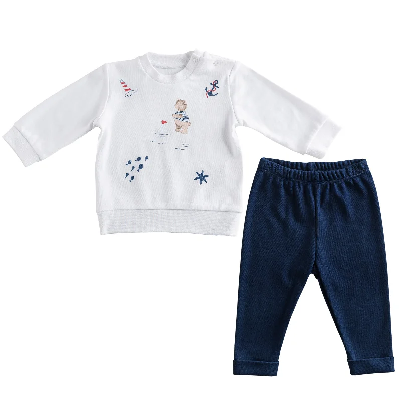 Light Dressing White Sailor Bear Cotton Outfit