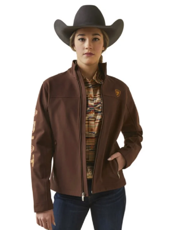 Carefree Style Ariat Women's Team Logo Softshell Chimayo Jacket-Chocolate