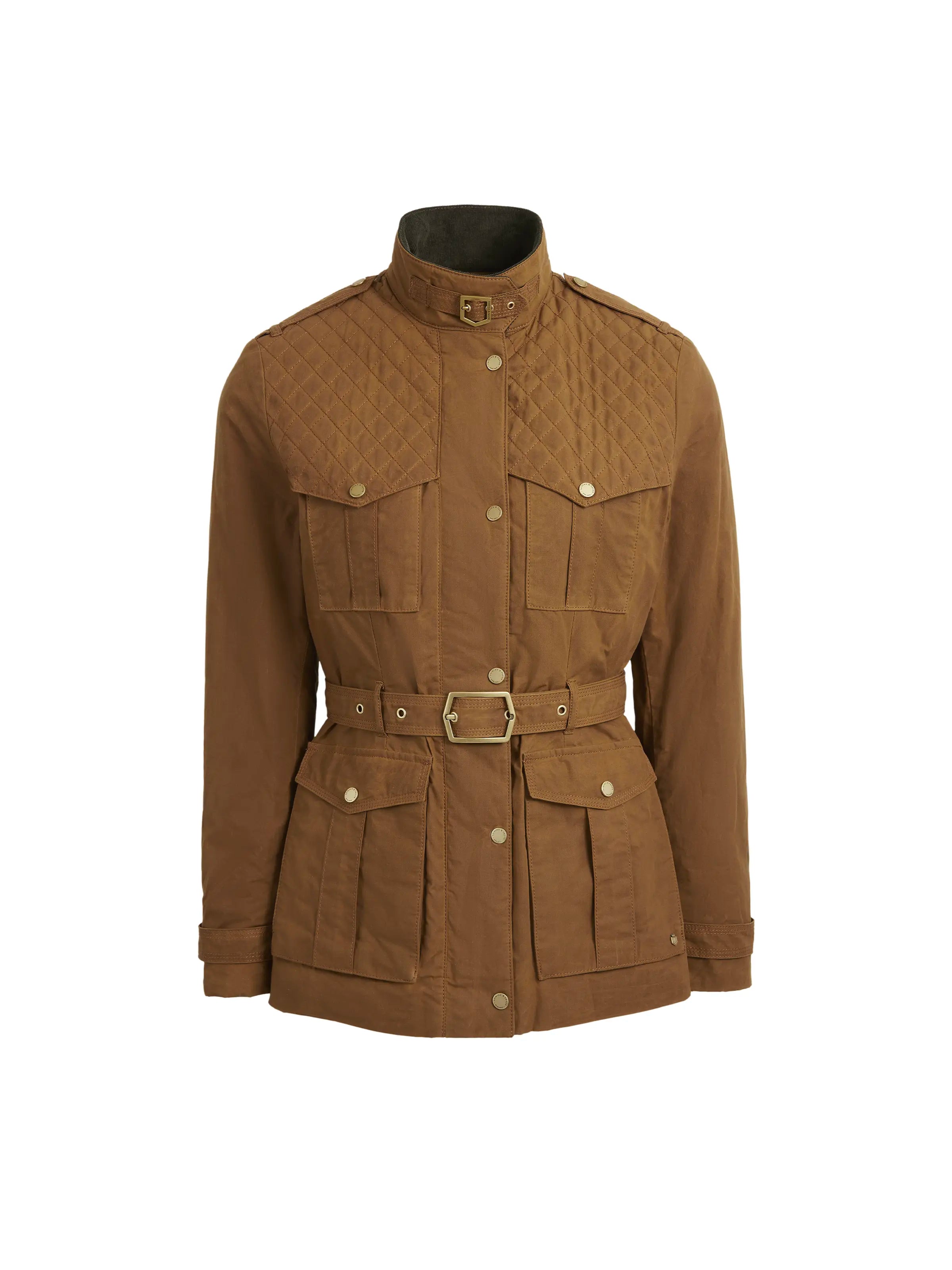 Elegant Design Ivy Quilted Wax Jacket - Breen