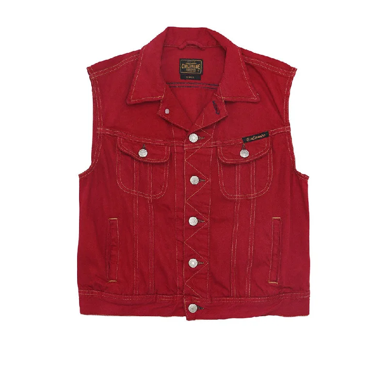 Casual And Casual Pocket 12.4 oz Denim Ryder Vest - Red Macon Wash