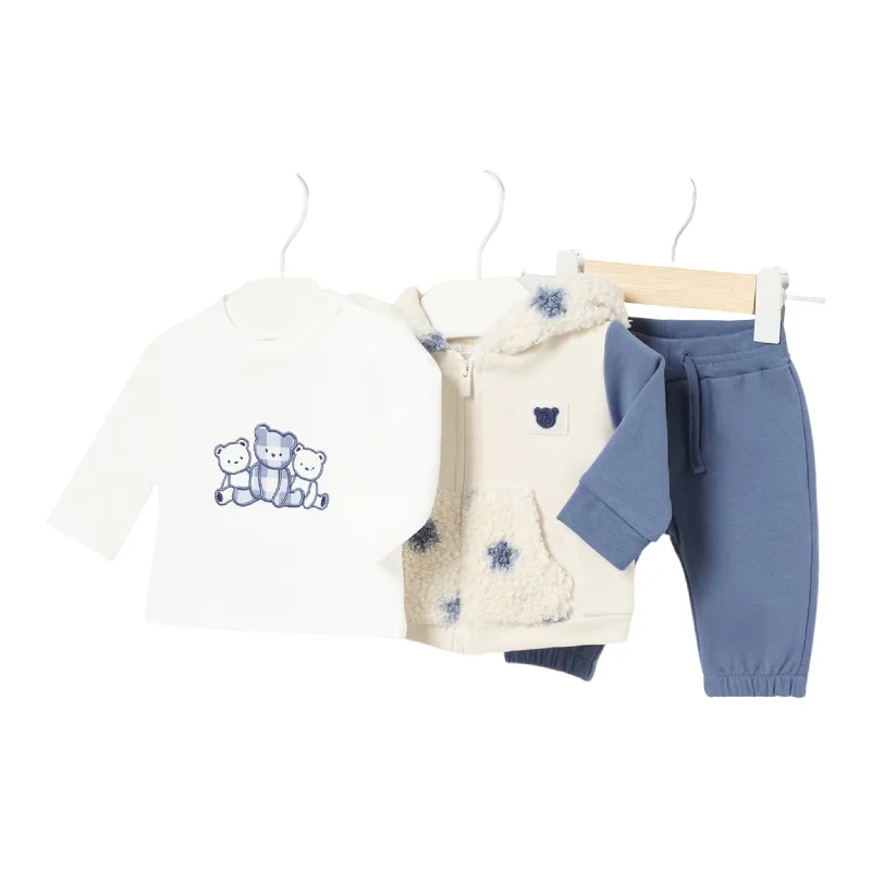Elegant Dressing Blue Bear Print Tracksuit
