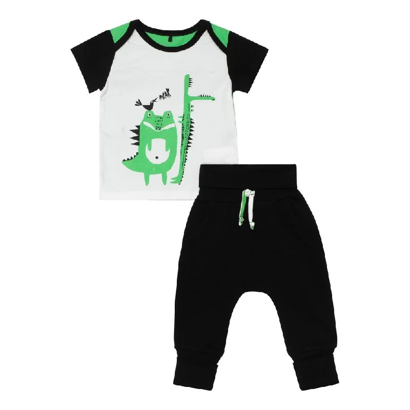 Fashion Comfort White Croc Friends T-shirt & Pant Set