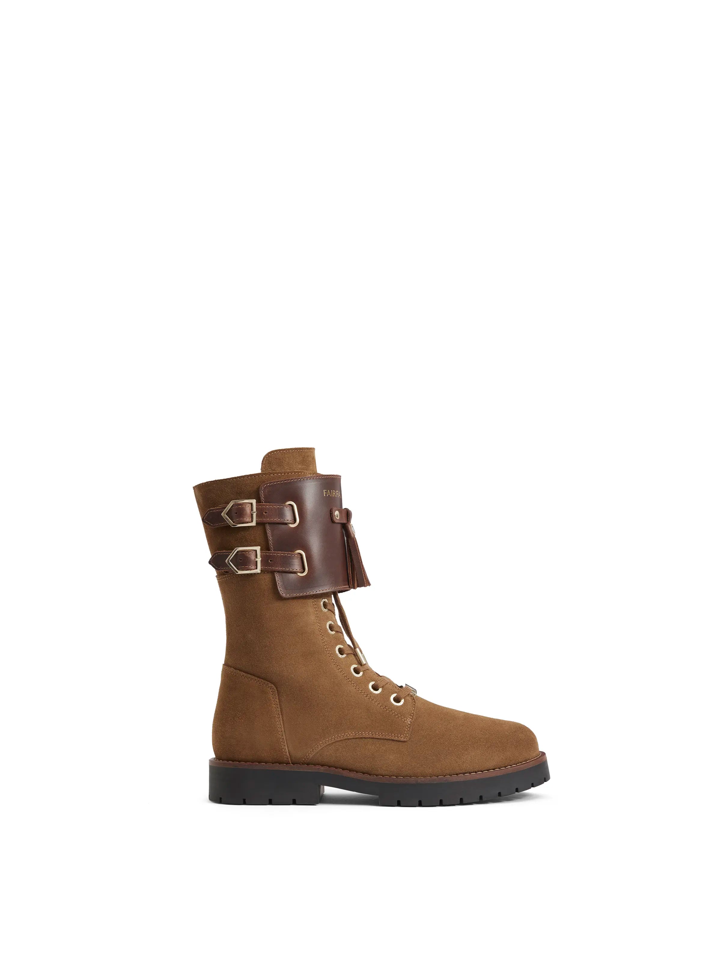 Denim Design Windsor Combat Boot - Tan Suede