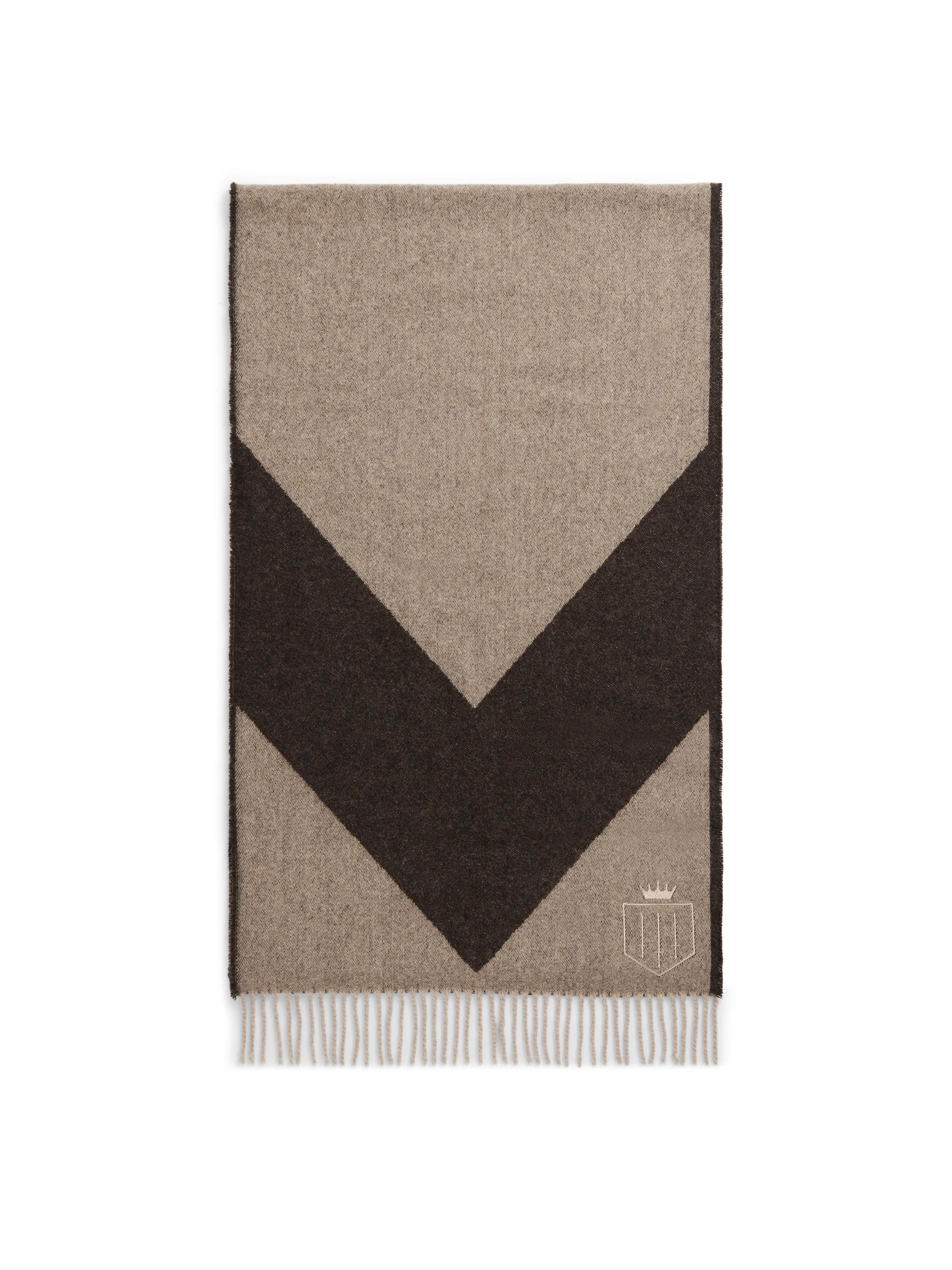 Unique Fashion Women's Signature Merino Scarf - Taupe Chevron