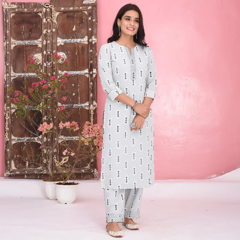 Casual Comfort Bunaai Khadi Print Cotton Kurta Set