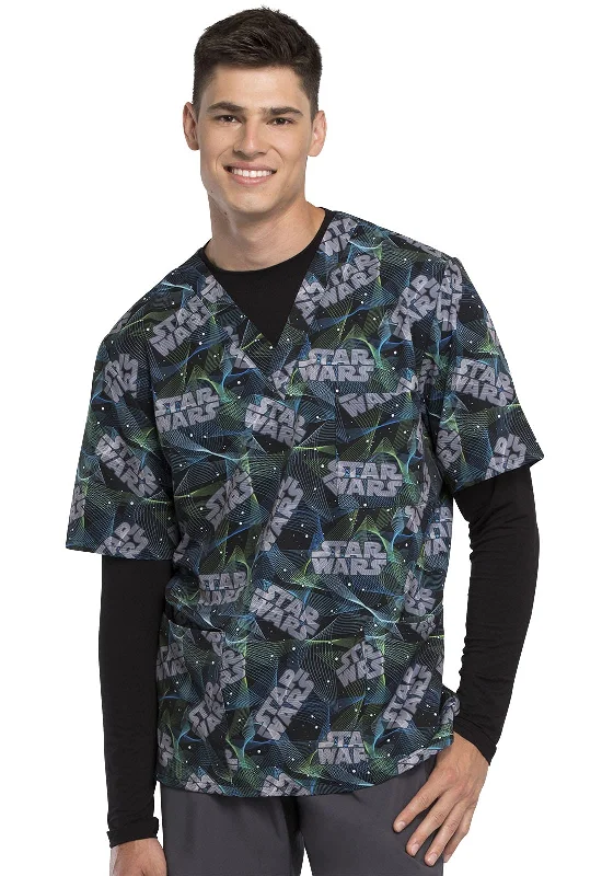 Simple Matching Cherokee Men & Women Scrubs Top V-Neck TF701, S, Laser Tag