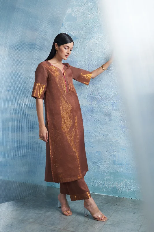 Versatile Style Woody Brown A-Line Kurta Set