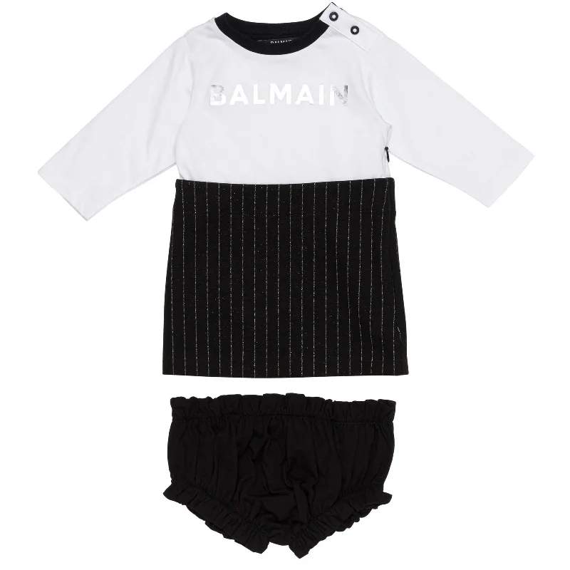 Trendy Wear Black Logo Dress & Bloomers Set