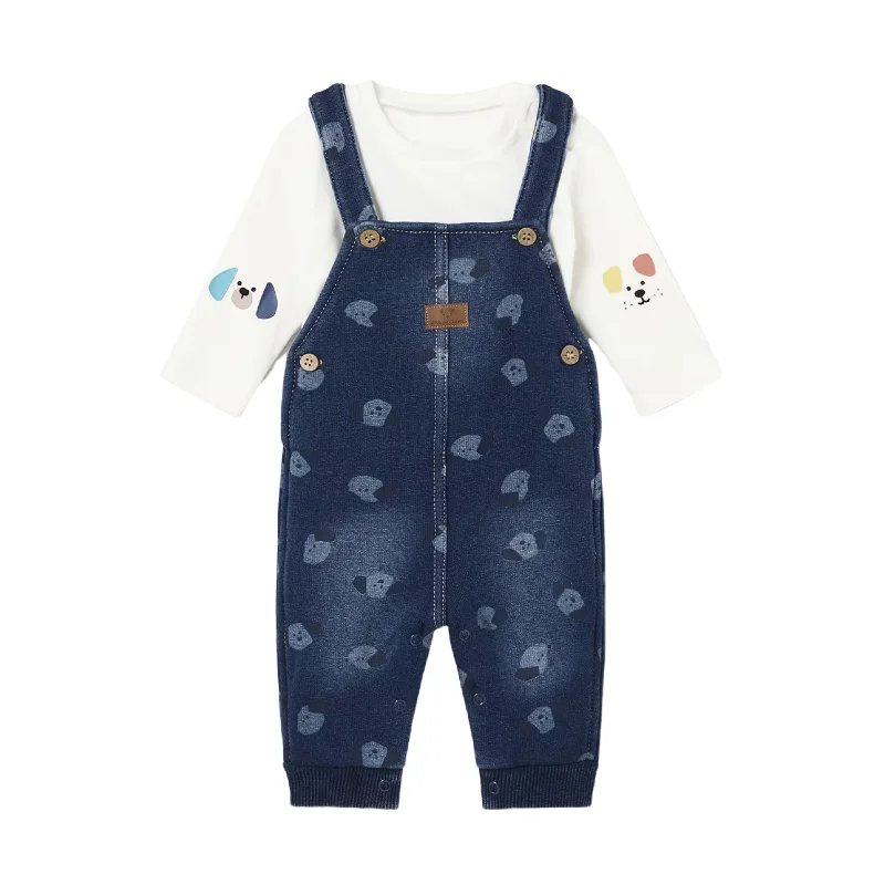 Relaxed Fashion Blue Denim Bear Overalls Outfit