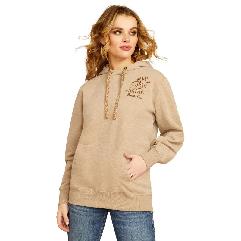 Youthful Style Ariat Women's Bronco Stitch Hoodie, Dark Oatmeal Heather