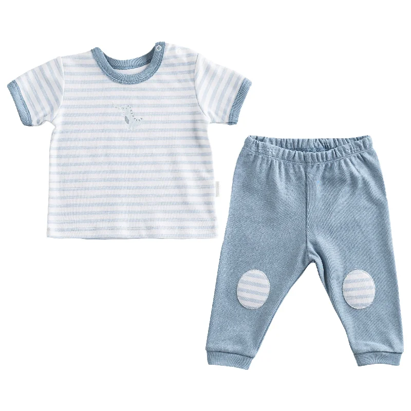 Comfortable Dresses Blue Striped Dinosaur Outfit