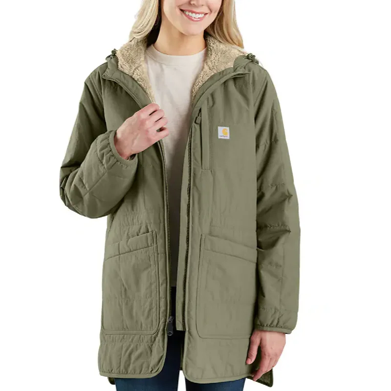 Modern Chic Women's Rain Defender Loose Fit Lightweight Insulated Hooded Coat 106465