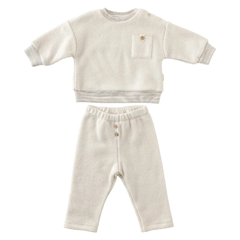Layered Style Beige Soft Pocket Tracksuit