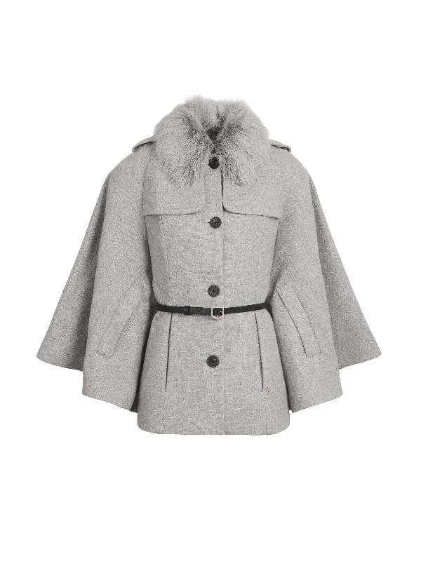Unique Fashion Sienna Wool Cape - Light Grey