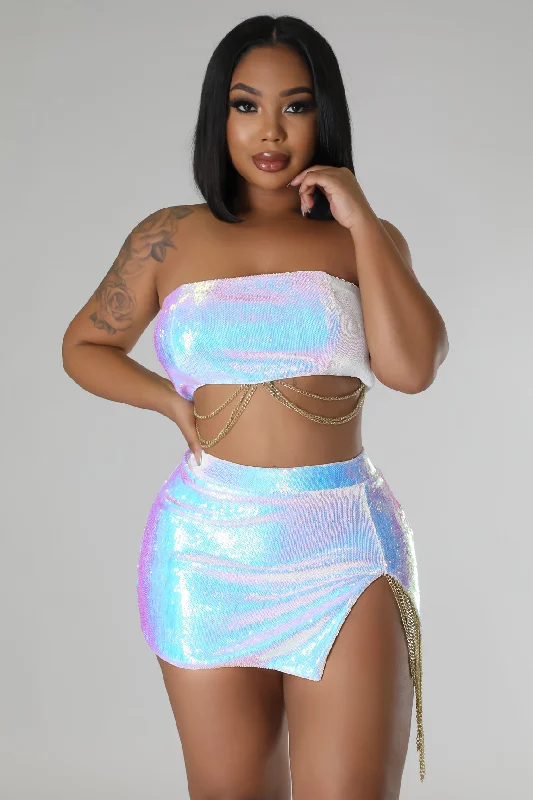Casual And Versatile Shiniest Gurl  Skirt Set