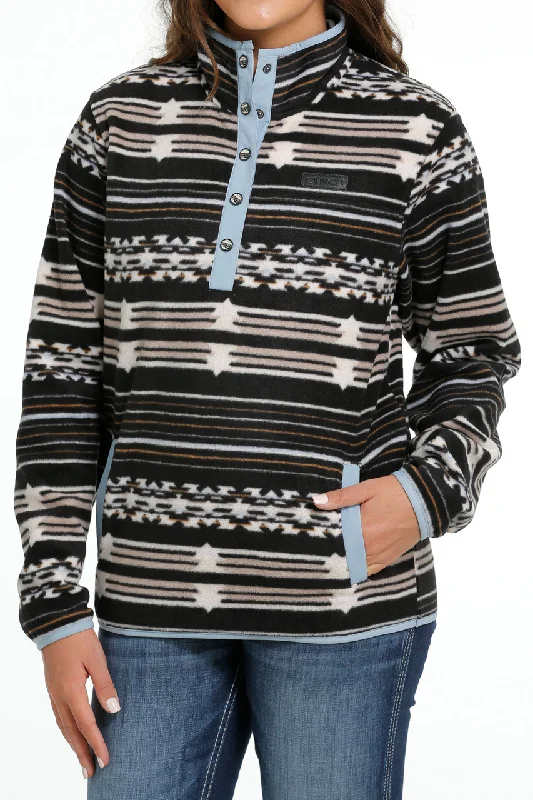 Simple Comfort Cinch Black Aztec Fleece Women’s Pullover