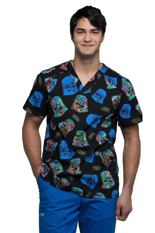 Relaxed And Casual Cherokee Tooniforms Men's V-Neck Star Wars Print Scrub Top XXX-Large Print Relaxed And Casual Cherokee Tooniforms Men's V-Neck Star Wars Print Scrub Top XXX-Large Print