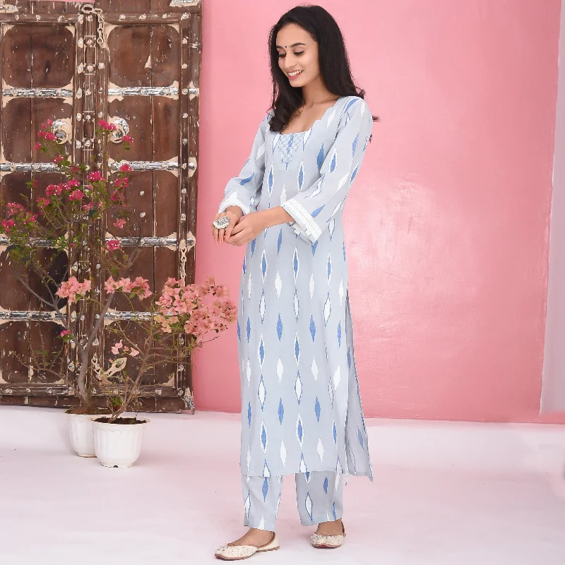 Soft Looks Bunaai Light Grey Cotton Kurta Set