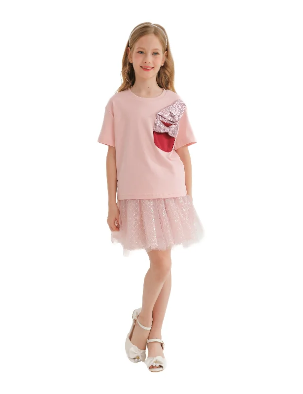 Simple Elegance Pink Glimmer Applique Outfit