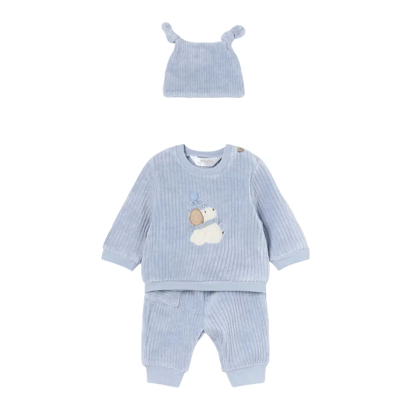 Light Comfort Blue Winter Pup Corduroy Tracksuit