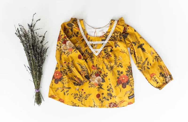 Exquisite Details Mustard Magic Bloom Tunic Top