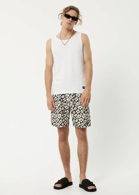 Relaxed Tops AFENDS Mens Baywatch Alohaz - Elastic Waist Shorts - Coffee