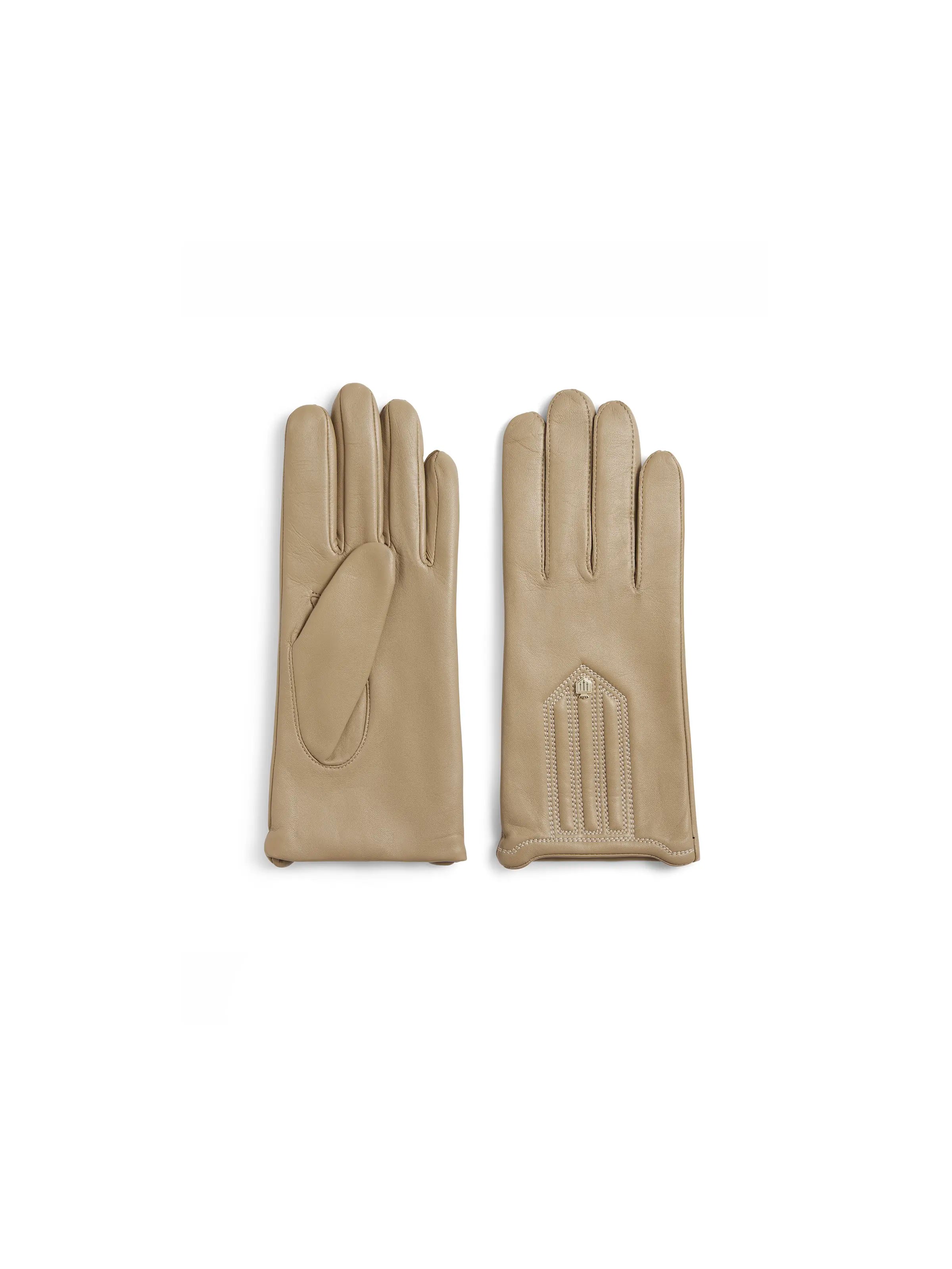 Exquisite Details Signature Cashmere & Wool Gloves - Caramel