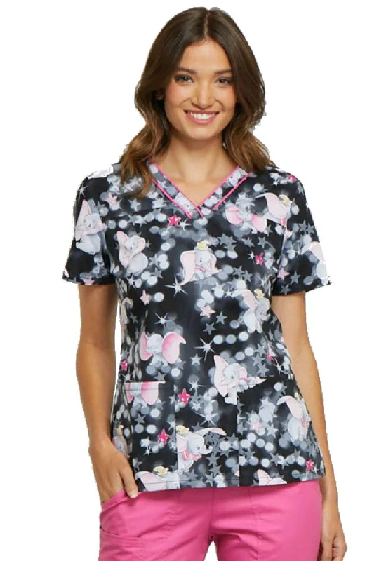 Urban Sense Cherokee Tooniforms by Women's V-Neck Dumbo Print Scrub Top
