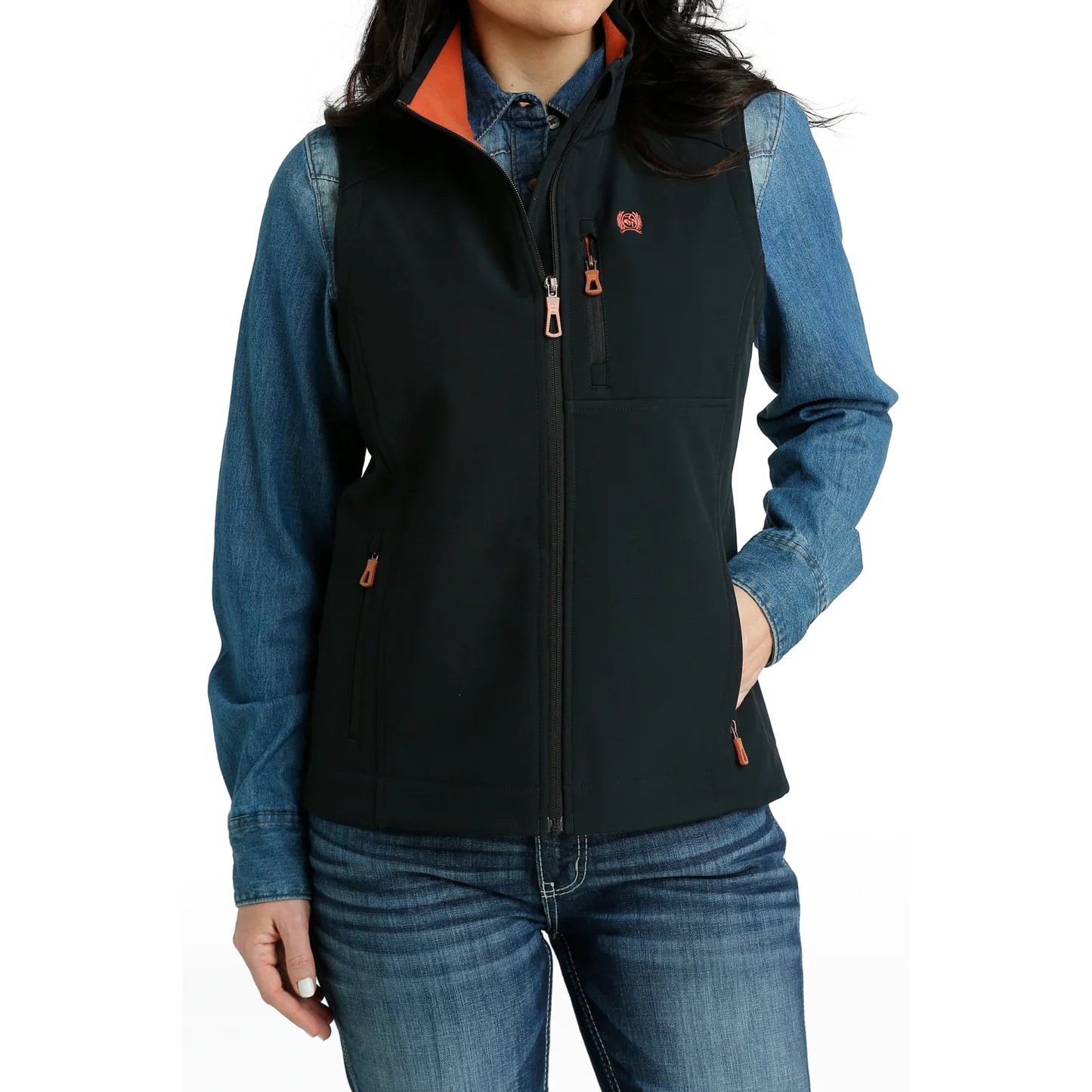 Youthful Cinch Women's Solid Black Bonded Vest