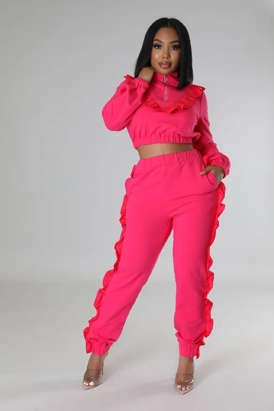 Moisture wicking Ruffled Moments Pant Set
