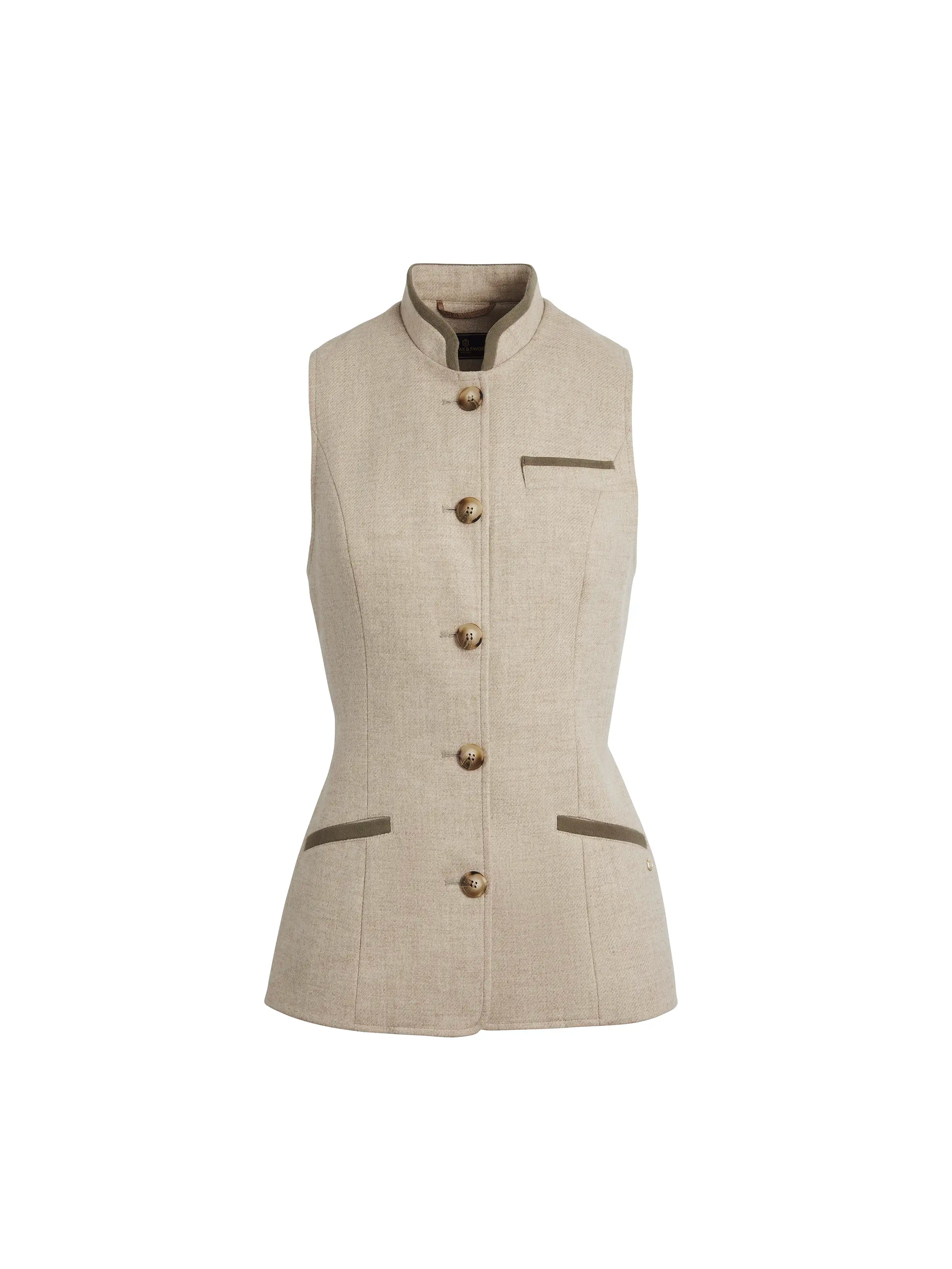 Elegant And Noble Madeline Gilet - Oatmeal Wool